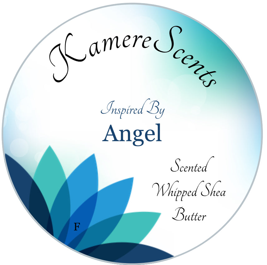 Angel-scented whipped shea butter with a delightfully sweet aroma. The whipped shea butter glides onto the body and releases a calming scent. The moisturizing ingredients help relieve dry skin.  A blend of natural shea butter, almond, coconut, and jojoba oils. Infused with Inspired by Angel-scented oil.