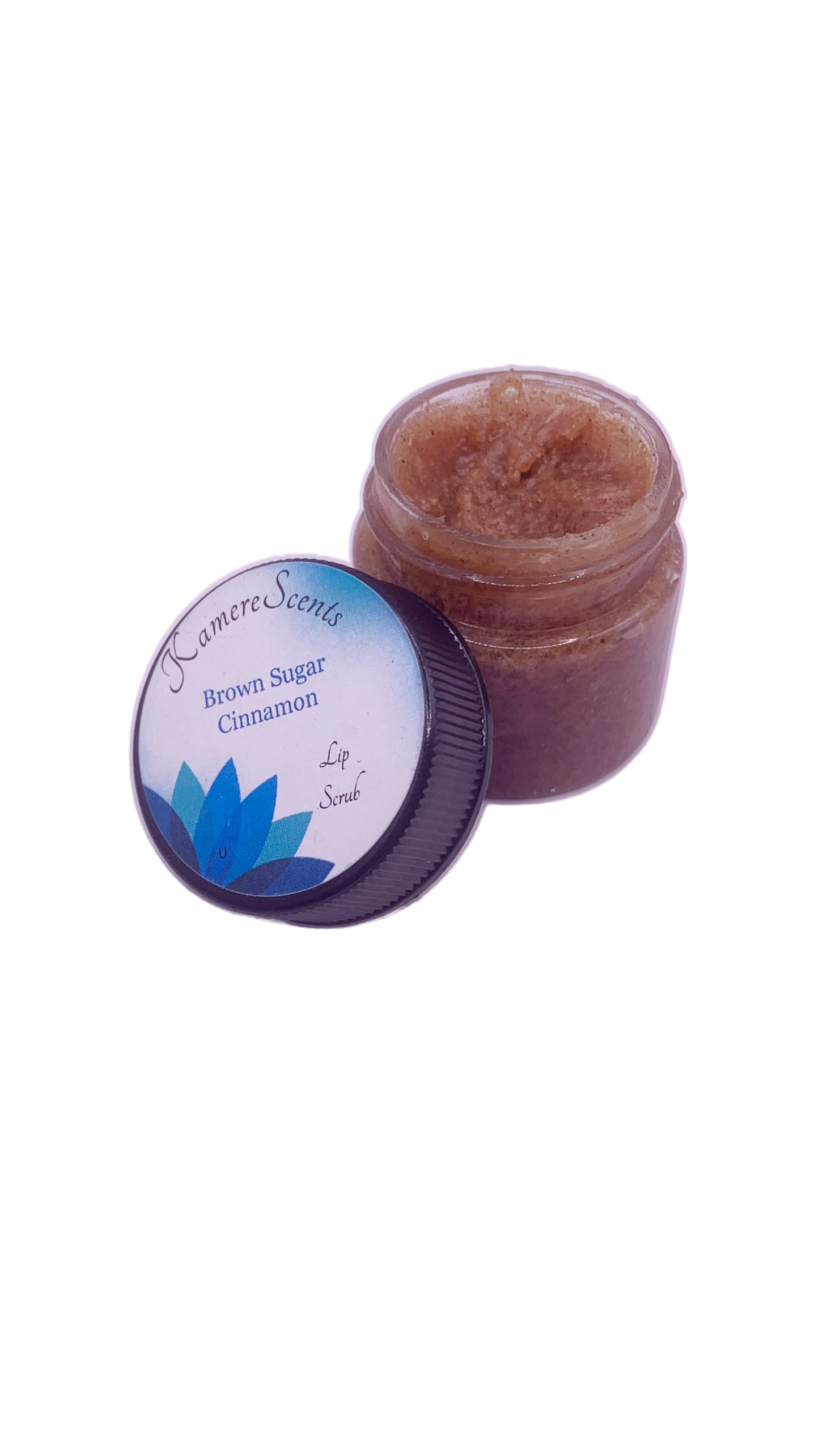 Kamere Scents Brown Sugar Cinnamon lip scrub is a blend of natural ingredients to help exfoliate lips. The ingredients are edible and have a spice flavor.  Directions: Gently massage the lip scrub in a circular motion on your damp lips for 1-2 minutes before wiping it off. It is recommended to not exfoliate more than twice a week.